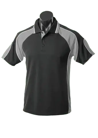 Aussie Pacific Men's Murray Polo Shirt 1300 Casual Wear Aussie Pacific Black/White/Ashe S